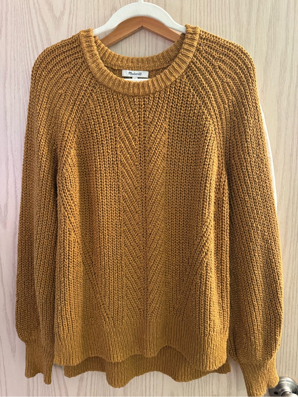 Madewell Chunky Knit Crewneck Sweater in Mustard